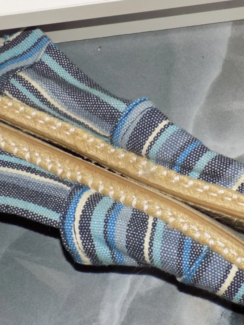 Toms Blue Striped Slip On Woven Texture Espadrilles Flats Size 6 Women's
